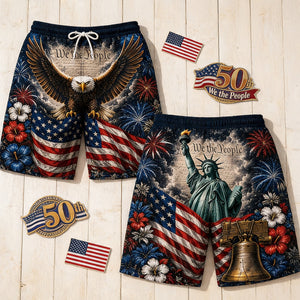 USA Patriotic Men's Beach Shorts - Personalized Gifts For Him 05totn040726 - Beach Shorts - GoDuckee