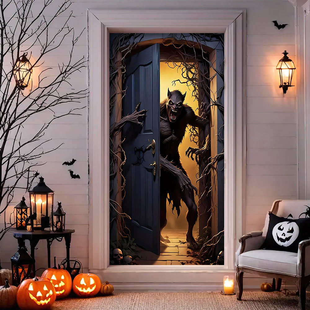 Gifts For Horror Fans Werewolf Door Cover 08kaqn060924 - Door Covers - GoDuckee