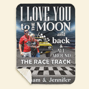 I Love You All Around The Race Track, Personalized Blanket, Couple Racing Gifts - Blanket - GoDuckee