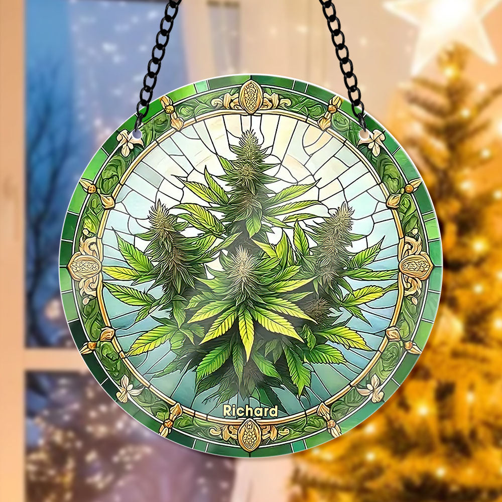 Personalized Gifts For Weed Lovers Suncatcher Ornament 41acqn240824 - Ornament - GoDuckee