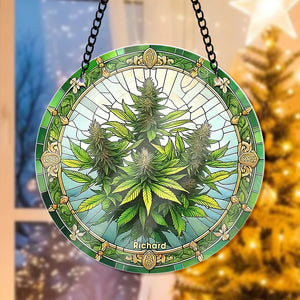 Personalized Gifts For Weed Lovers Suncatcher Ornament 41acqn240824 - Ornament - GoDuckee