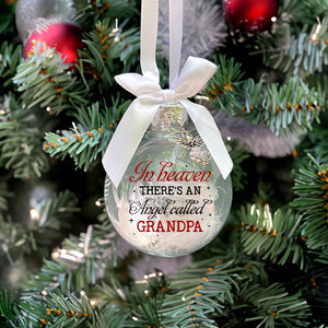 In Heaven There's An Angel Called Grandpa, Custom Photo Memorial Ornament, Gift For Christmas - Ornament - GoDuckee