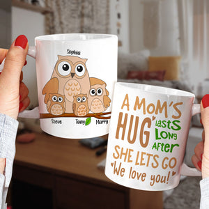A Mom's Hug Lasts Long After Personalized Mug, Gift For Mom - Coffee Mug - GoDuckee