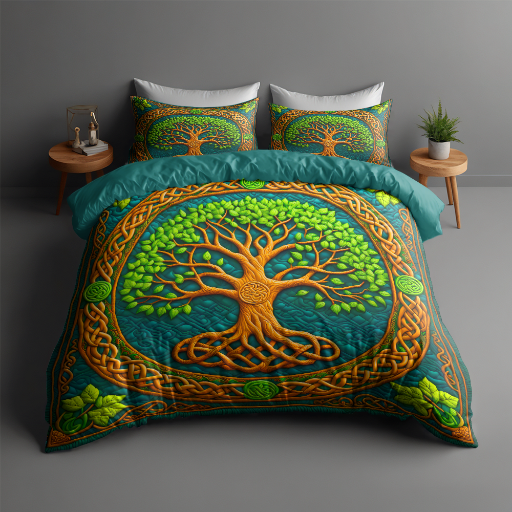 Celtic Heritage Tree Of Life Quilt Bedding Set 021HUPU180125 - Blanket - GoDuckee