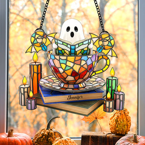 Ghost Tea Cup Suncatcher Ornament – Personalized Gifts For Book Lovers 04naqn120825 - Ornament - GoDuckee