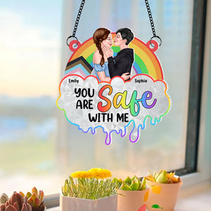 Personalized Gifts For Pride Couple Suncatcher Ornament 05QHPU200624TM, LGBT+ Ally Decor - Ornament - GoDuckee