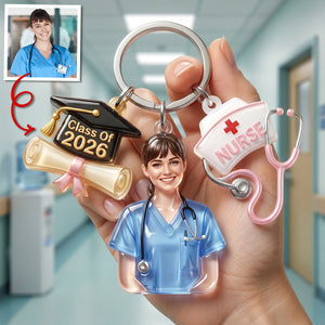 Proud Nurse Graduate Tag Keychain - Personalized Custom Photo Gift For Nurses 01NATN090526 - Keychains - GoDuckee