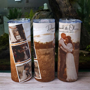 Custom Couple Photo, Personalized Skinny Tumbler, Vintage Couple Tumbler Gift For Him/Her - Tumbler Cup - GoDuckee