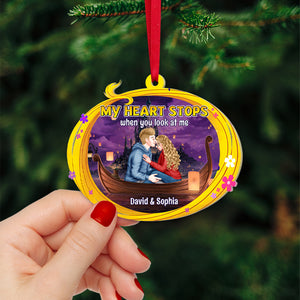 My Heart Stops When You Look At Me, Personalized 04OHTN291123PA Ornament, Gift For Couple - Ornament - GoDuckee