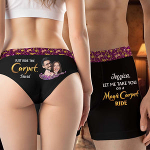 Just Ride The Carpet, Couple Gift, Personalized Men & Women Boxer, Naughty Couple Boxer 02HTHN291223 - Boxer Briefs - GoDuckee