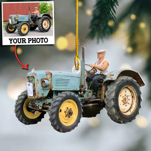 Custom Photo Gifts For Farmers, Upload Farm Tractor Photo Christmas Ornament 29pgvp140924 - Ornament - GoDuckee