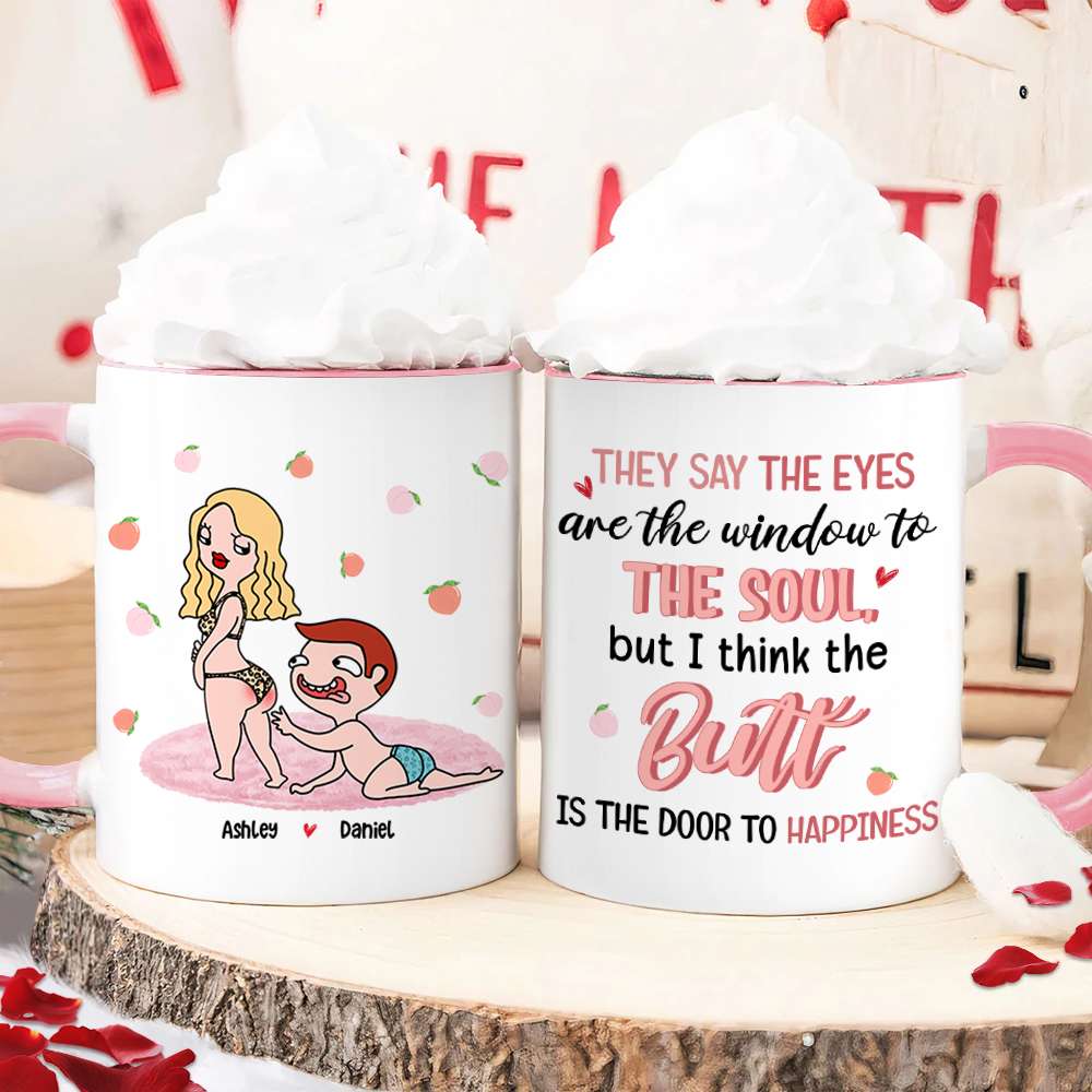 Romantic Couple, The Door To Happiness, Personalized Mug, Couple Gifts, Gifts For Him, Gifts For Her, Valentine's Day Gifts - Coffee Mug - GoDuckee