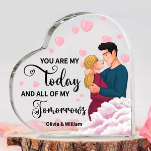 You're My Today And All Of My Tomorrows, Personalized Heart Acrylic Plaque, Romantic Couple Gifts 01TODT041223DA - Decorative Plaques - GoDuckee