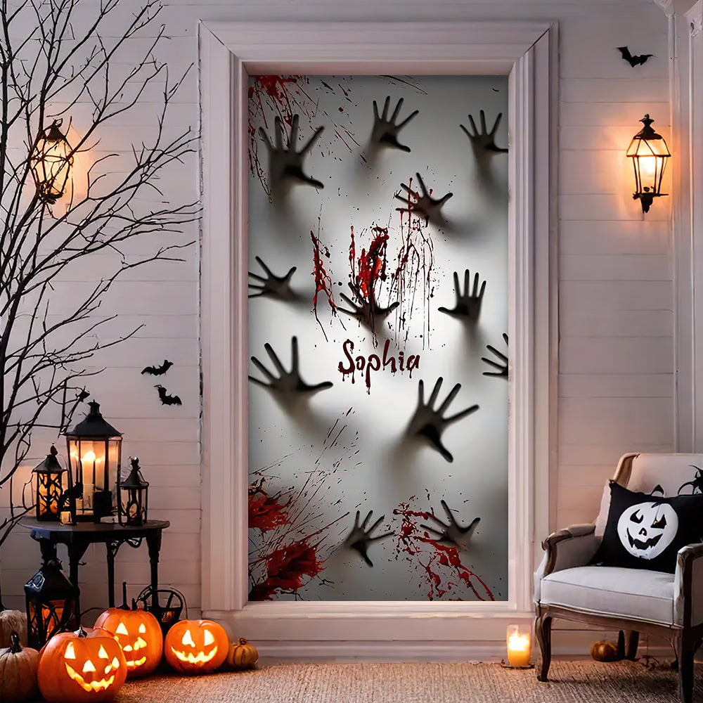 Halloween Door Cover Scary Bloody Handprint 05ACDT090924 - Door Covers - GoDuckee