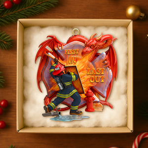 Firefighting With Dragon Acrylic Ornament - Personalized Gifts For Firefighter 04QHTN101125 - Ornament - GoDuckee