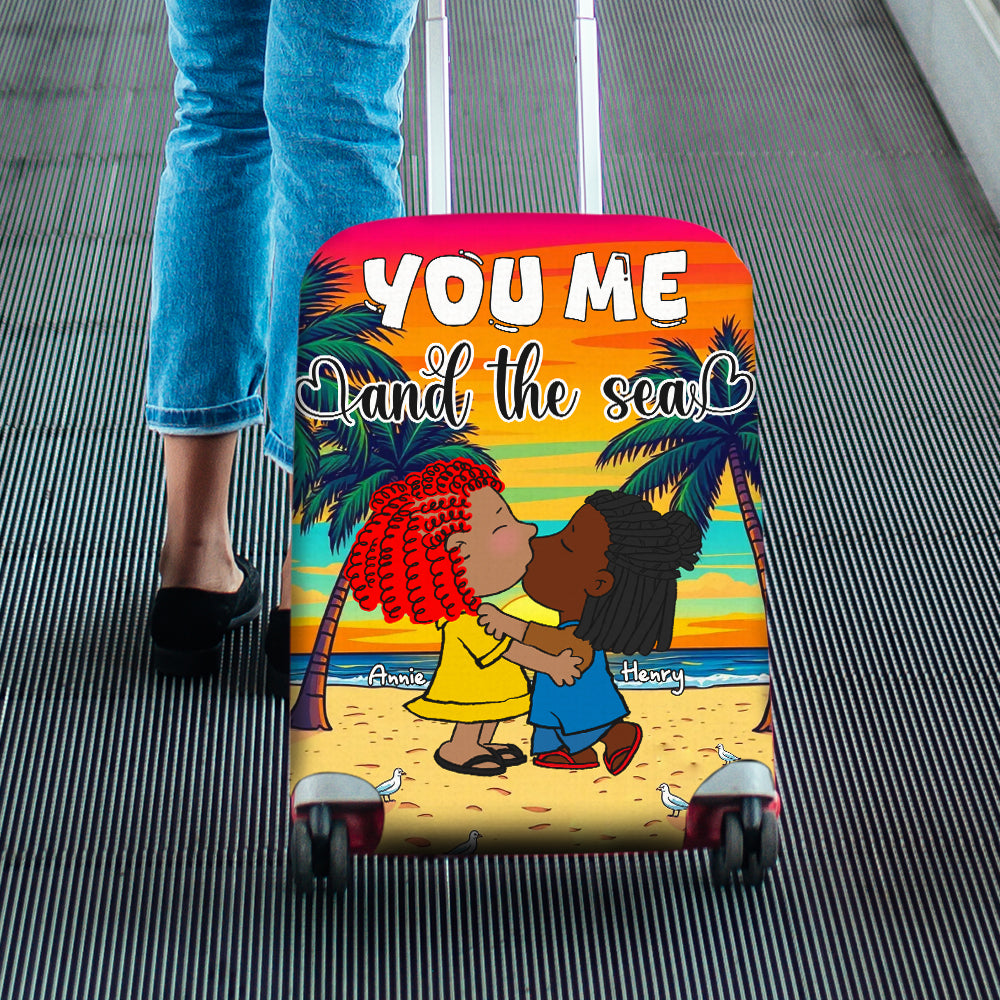 Personalized Gifts For Couple Luggage Cover You Me And The Sea 03XQLU191224HG - Luggage Covers - GoDuckee