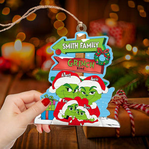 Personalized Gifts For Family, Green Monsters Family Wood Ornament Christmas 04XQLU291024 - Ornament - GoDuckee