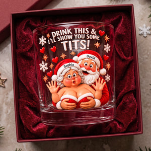 Naughty Santa Couple Glass - Personalized Gifts For Couples 06NATA201026 - Glass - GoDuckee