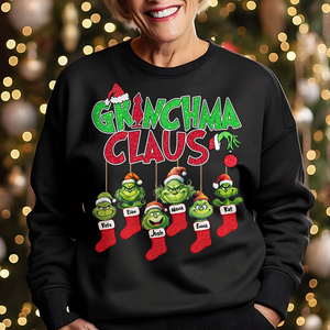 Personalized Christmas Gifts For Grandma Shirt 10ohpu260924 Green Monster Kids On Xmas Socks - Shirts - GoDuckee