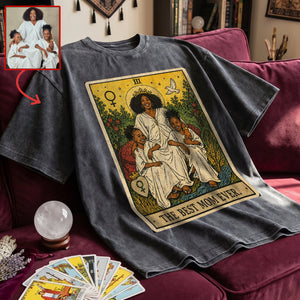 Best Mom Tarot Card Washed T-shirt - Custom Photo Gifts For Moms 02qhqn240426 - Shirts - GoDuckee