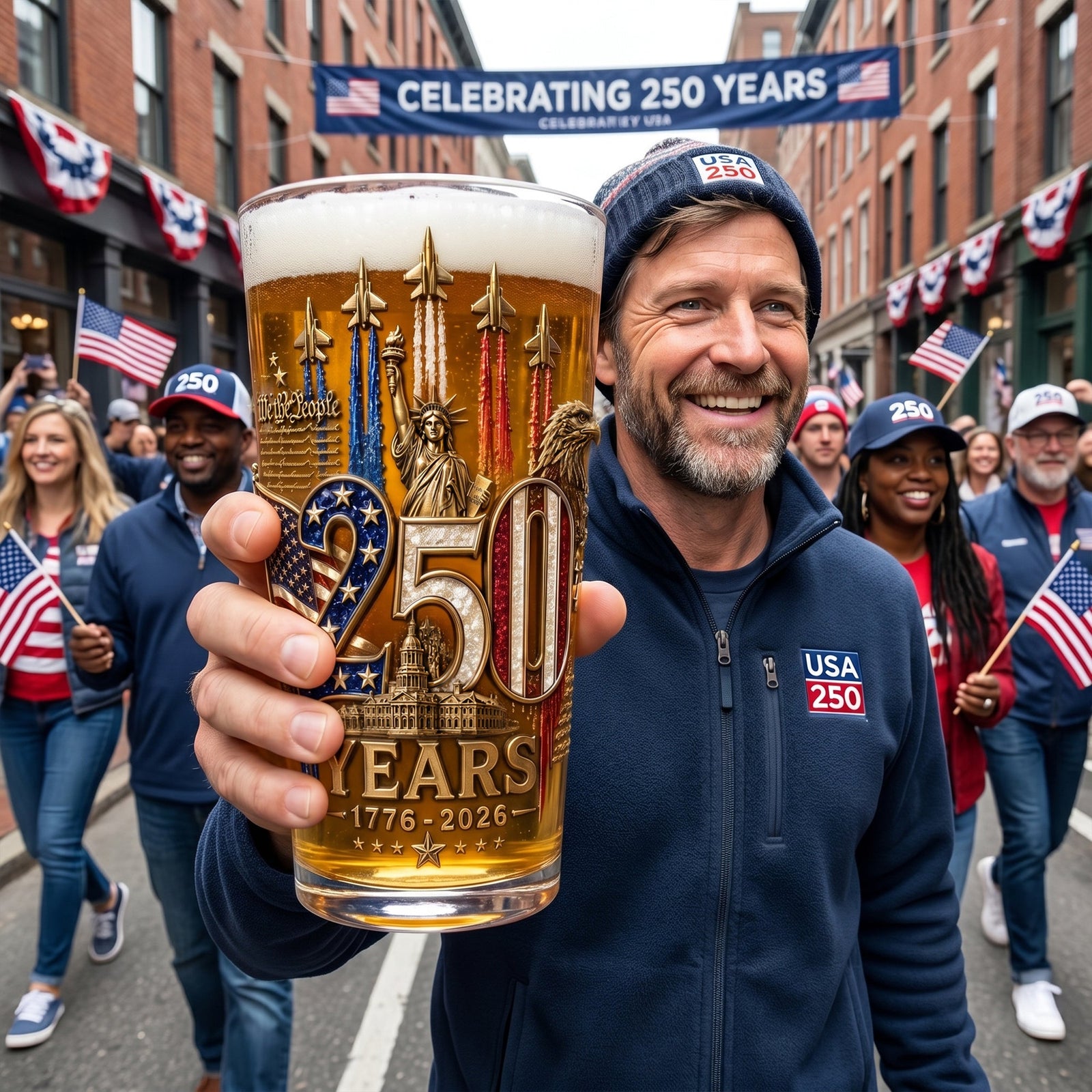America 250th Anniversary Beer Glass - Personalized Gifts For Patriotic 05palu270526 - Beer Glasses - GoDuckee