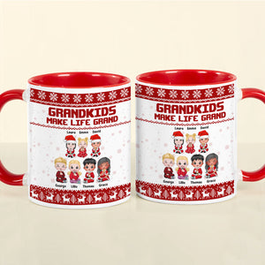 Grandkids Make Life Grand, Personalized Accent Mug, Cute Grandkids Coffee Mug, Gift For Grandma - Coffee Mug - GoDuckee