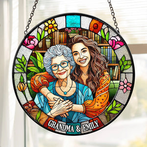 Custom Photo Gifts For Grandma Stained Glass Grandma Sunflower 04DTDT050325 - Ornament - GoDuckee