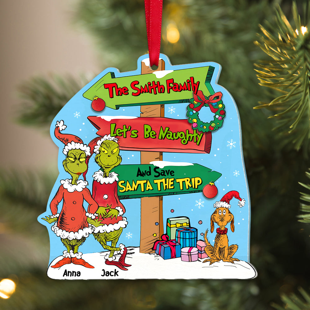 Let's Be Naughty And Save Santa The Trip, Personalized Ornament PW-02HUTN290923, Christmas Gift For Coupe - Ornament - GoDuckee