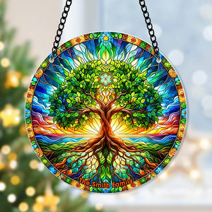 Personalized Gift For Family, Tree Family Suncatcher Ornament 60ACQN290824 - Ornament - GoDuckee