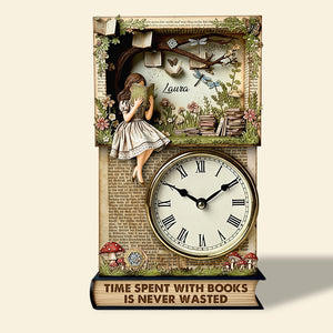 Reading Time Desk Lock Plaque Personalized Gifts For Books Loving Girl 01qhdt020625 - Clock Plaques - GoDuckee