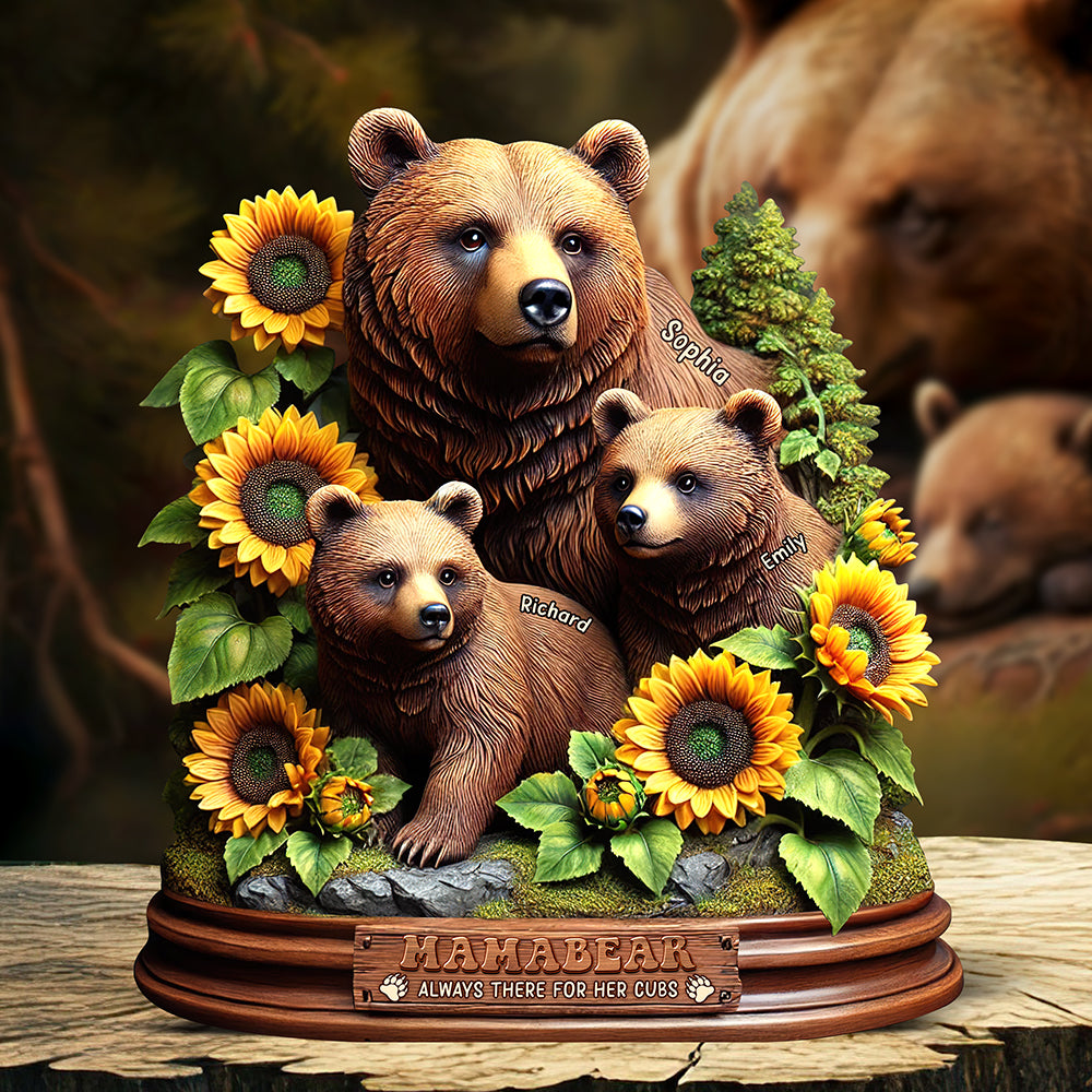 Personalized Gifts For Mom Wood Sign, Mama Bear & Her Cute Cubs 03qhqn010425 - Wood Sign - GoDuckee
