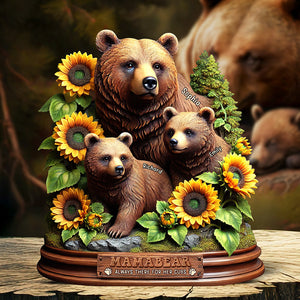 Personalized Gifts For Mom Wood Sign, Mama Bear & Her Cute Cubs 03qhqn010425 - Wood Sign - GoDuckee
