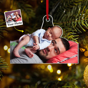 Custom Photo Gifts For Dad, Upload Dad And Kid Christmas Ornament 17pgvp140924 - Ornament - GoDuckee