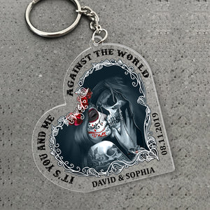 It's You And Me Against The World 03QHQN220623 Couple Kissing Personalized Keychain - Keychains - GoDuckee