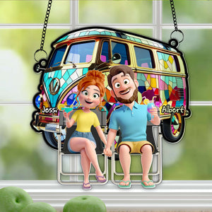 Couple With Colorful Motorized RV Suncatcher - Personalized Gifts For Couple 01TGLU140725 - Ornament - GoDuckee