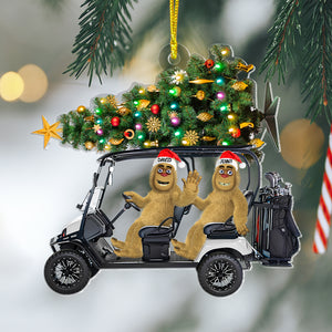 Personalized Gifts For Golf Couple Christmas Ornament, Bigfoot Riding Golf Cart 032qhtn240924 - Ornament - GoDuckee