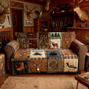 Hunting Collage Quilted Sofa Cover - Personalized Gifts For Hunters 04qhlu240126 - Sofa Cover - GoDuckee