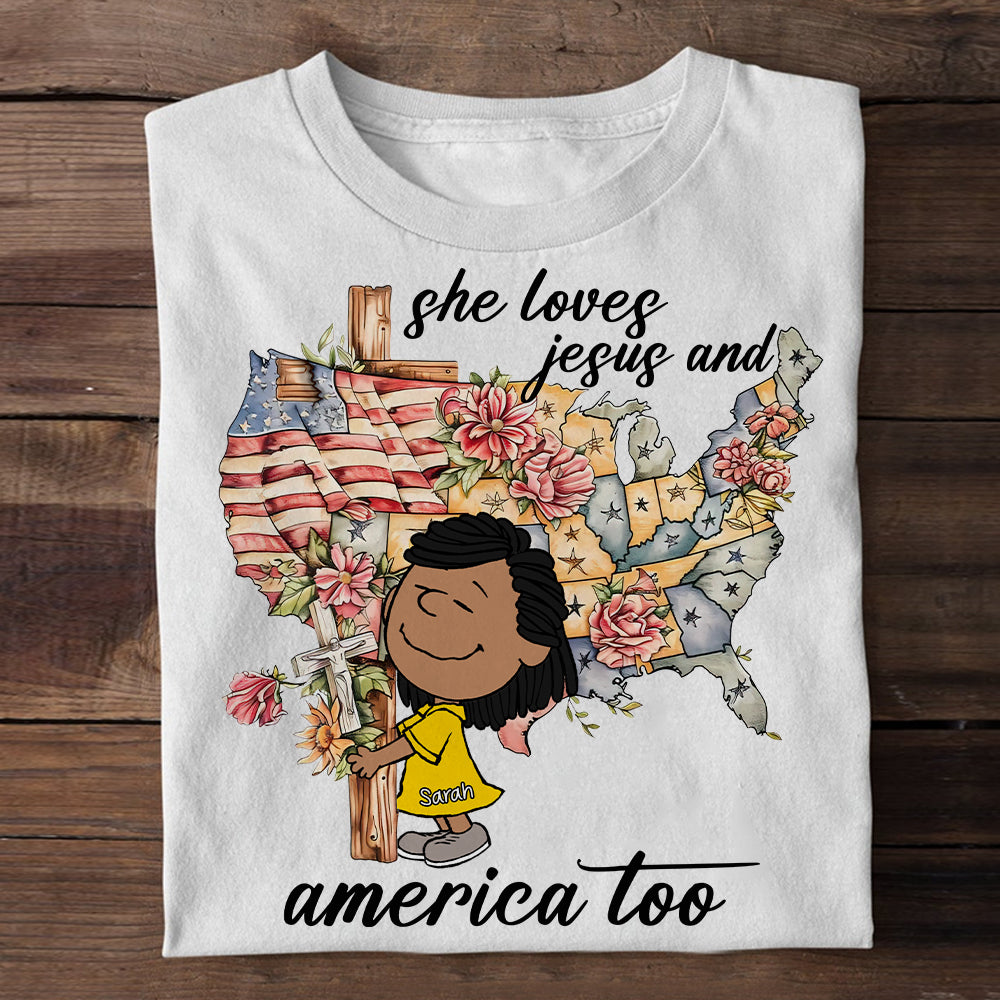 Personalized Gifts For Christians Girl Shirt, Love Jesus & America 02qhqn040125hg - Shirts - GoDuckee