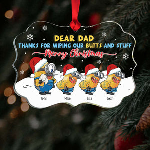 Dear Dad, Gift For Dad, Personalized Ornament, Wiping Butt Kid Ornament, Christmas Gift 01HTHN010923 - Ornament - GoDuckee