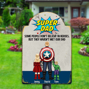 Super Dad And Kids 02NATN180523TM Personalized Cut Metal Sign - Metal Wall Art - GoDuckee