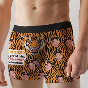 Personalized Gifts For Him Men Boxer Briefs Your Tiger Roars A Wild Thing In My Heart - Boxer Briefs - GoDuckee