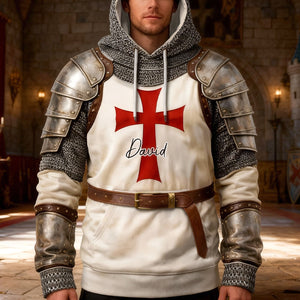 Knights Templar & Jesus 3D Hoodie - Personalized Gifts For Christians Warrior 01hutn271225 - AOP Products - GoDuckee