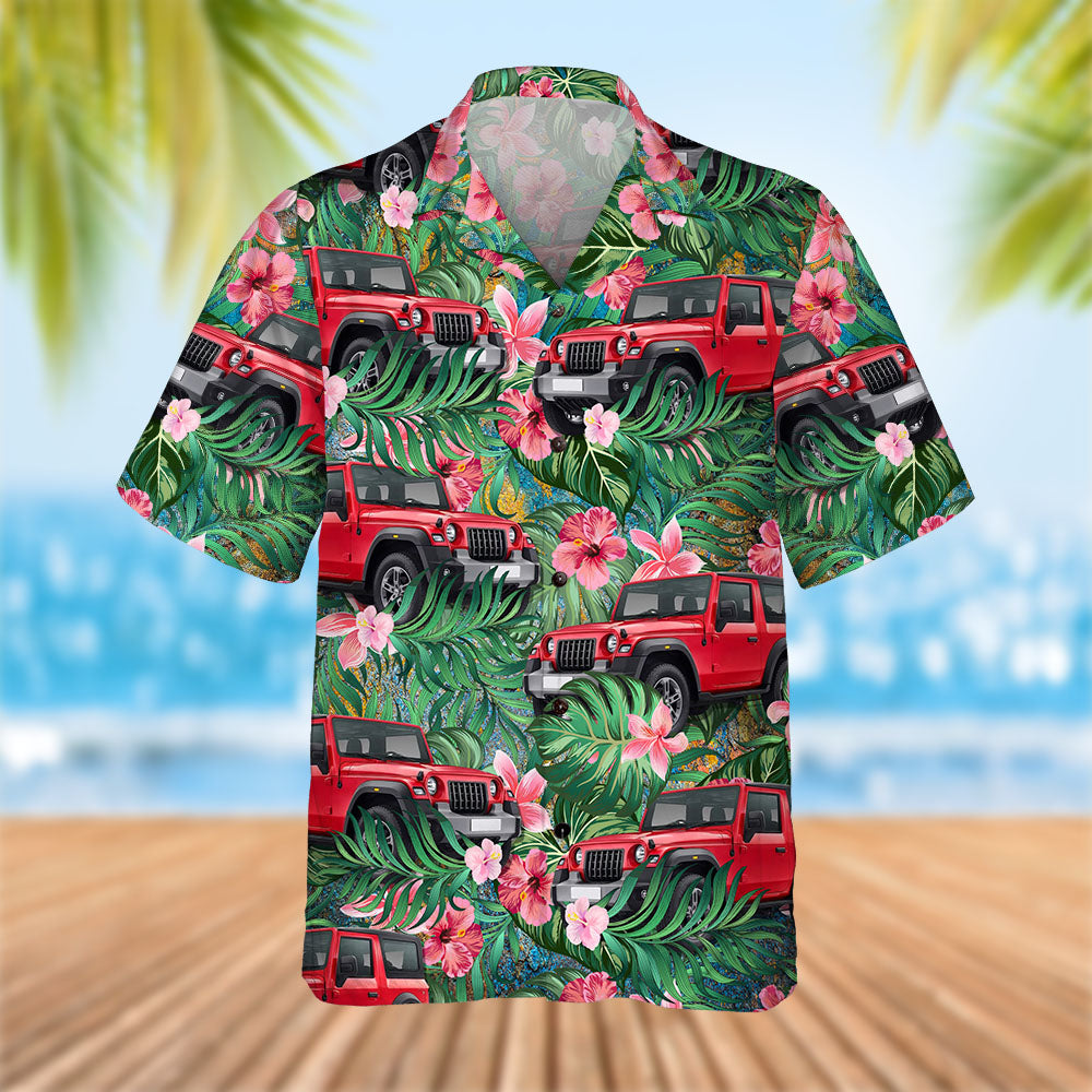 GoDuckee Hawaiian Tiki with Tropical Pattern - Hawaiian Shirt, Aloha Shirt