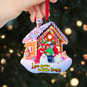 Custom Photo Gifts For Family Ornament, Love Grows In Little Houses 02TGPU240924 - Ornament - GoDuckee