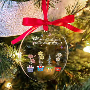 Personalized Gifts For Sisters, Christmas Ornament Sisters Are Different Flowers 01KALU301024 - Ornament - GoDuckee