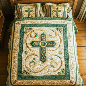 Gifts For Christian Quilt Bedding Set Special Line - St. Patrick's Edition, Celtic Cross 01tgqn180125 - Blanket - GoDuckee