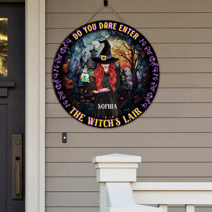 Best Witch, Do You Dare Enter The Witch's Lair, Personalized Round Wooden Sign, Witch Gifts - Wood Sign - GoDuckee