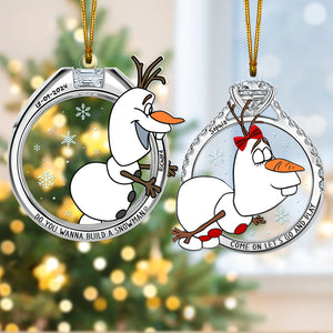 Personalized Gifts For Couple Matching Ornament, Naughty Snowman in Christmas Rings 01tgqn270924 - Ornament - GoDuckee