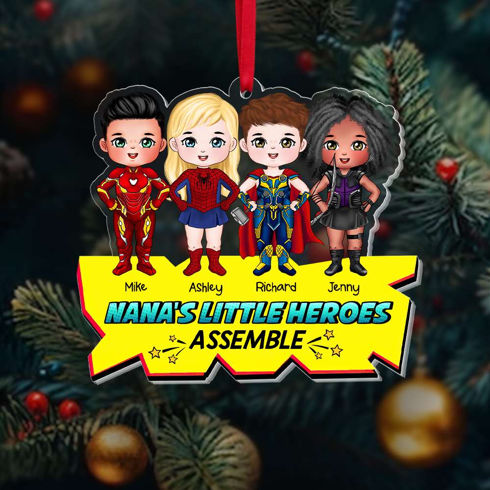 [Custom Quote]'s Little Heroes Assemble, Gift For Family, Personalized Acrylic Ornament, Super Kids Ornament, Christmas Gift 02NAHN171123PA - Ornament - GoDuckee
