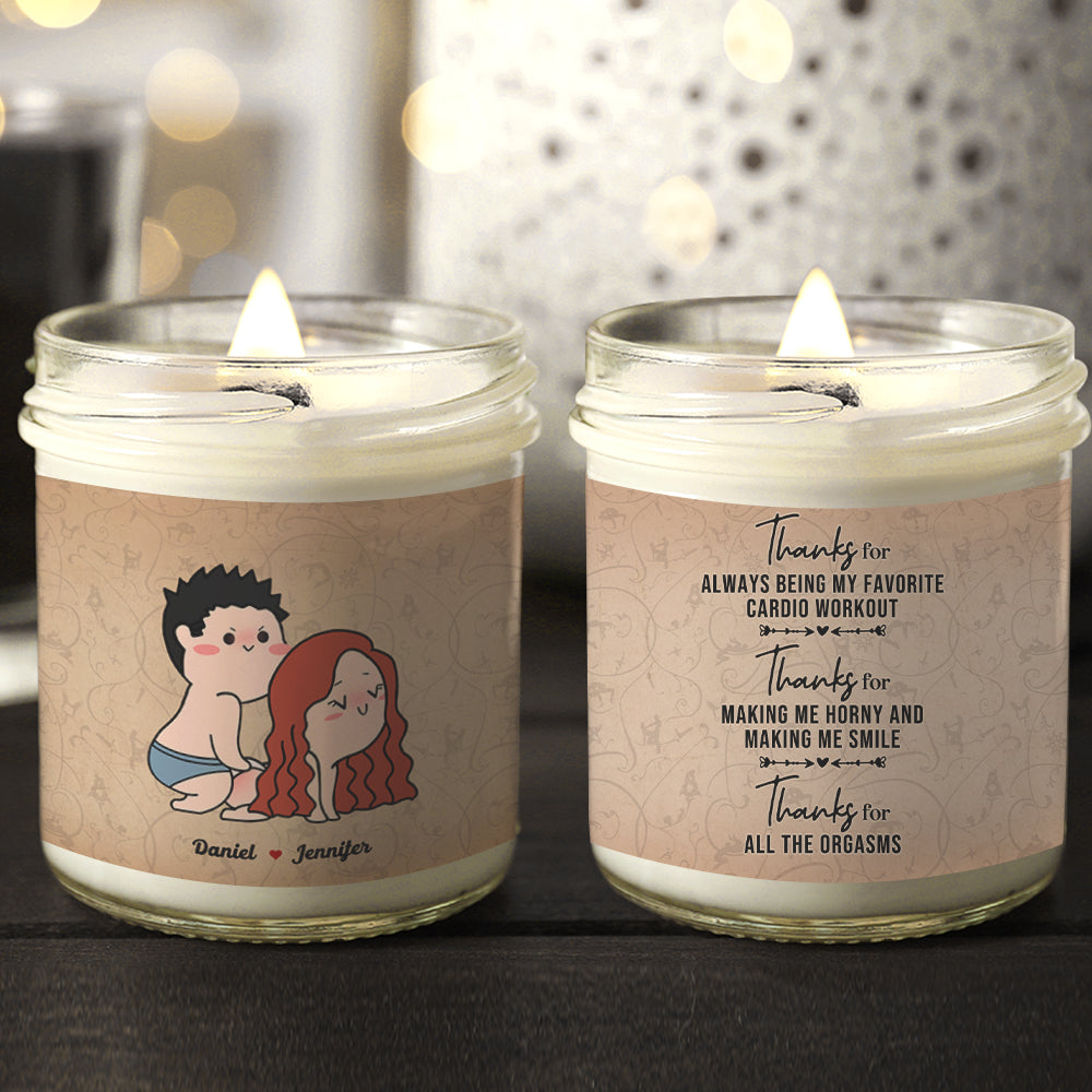 Personalized Gifts For Couple Scented Candle Thanks For Always Being My Favorite Workout - Scented Candle - GoDuckee